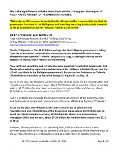 $8.17-B ‘Yolanda’ plan baffles UK p1; World Bank, US Congress never held accountable 02-24-14