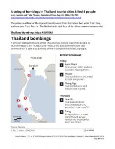 Email updates Jul 31 to Aug. 10 impact dates 11 & 12 Aug. 2016 p10 Thai bombings; Cops shot, stabbed; Milwaukee riots 08-12-16