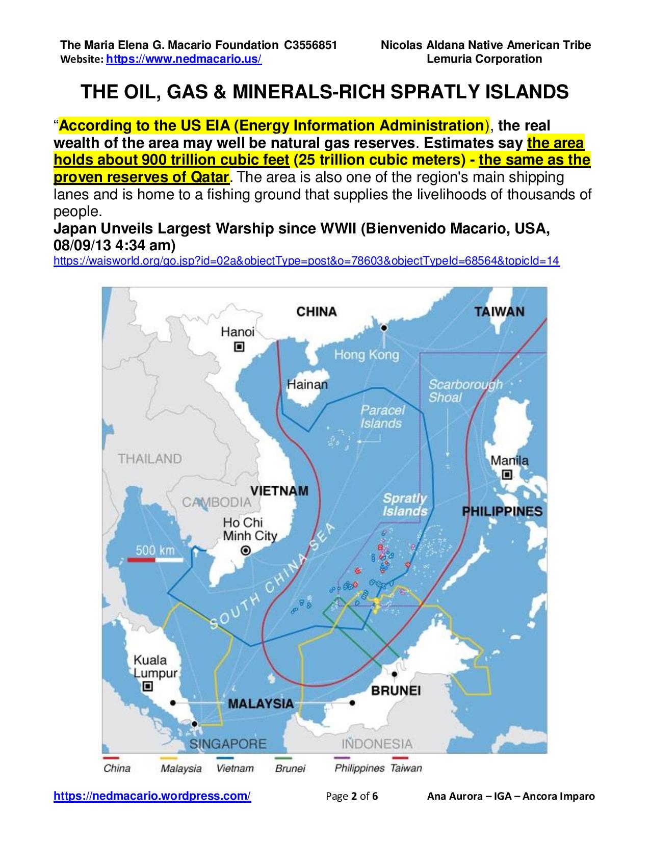 Photo 2 - Map showing overlapping claims on the oil, gas and minerals-rich Spratlys in the South China Sea.